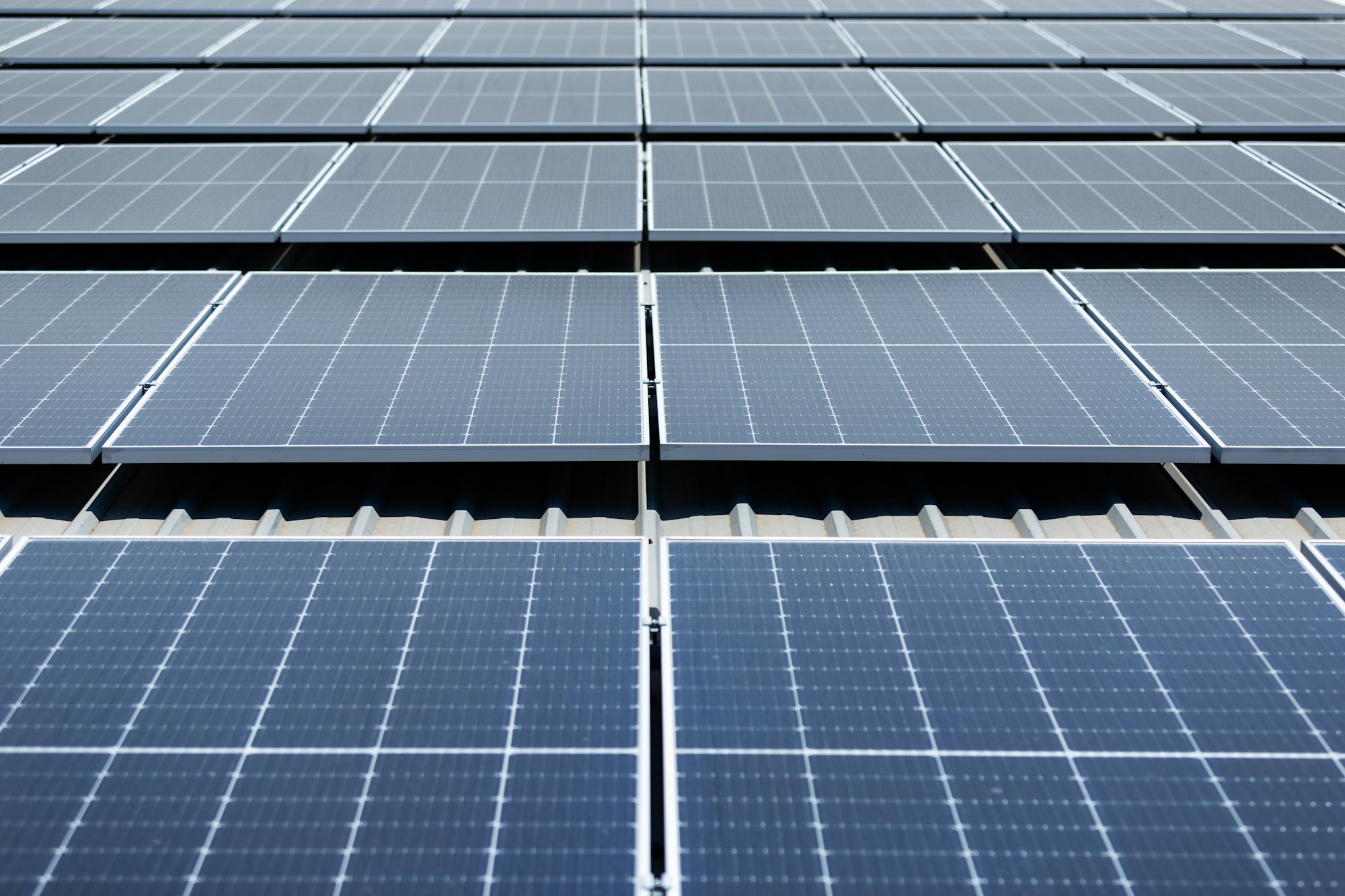 Solar cell photovoltaic panels technology for renewable energy solution on roof.